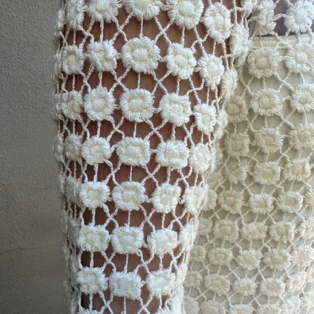 ANTHROPOLOGIE Sweater Dress Tunic Embroidered Lace Cut Out - size 10 - Picture 7 of 8